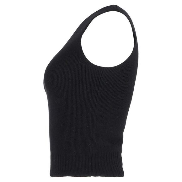 Pre Loved The Row Vintage Ribbed Knit Sweater Vest Women black Tank Tops - Picture 2 of 3